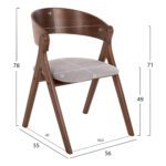 ΚΑΡΕΚΛΑ NEKKER HM9739.01 RUBBERWOOD ΣΕ ΚΑΡΥΔΙ-ΓΚΡΙ ΥΦΑΣΜΑ ΚΑΘΙΣΜΑ 56x55x78Yεκ. - Image 2