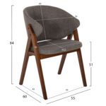 ΚΑΡΕΚΛΑ HANA HM9746.02 RUBBERWOOD ΣΕ ΚΑΡΥΔΙ ΧΡΩΜΑ-ΓΚΡΙ ΥΦΑΣΜΑ 55x60x84Yεκ. - Image 2