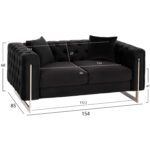 ΣΕΤ ΣΑΛΟΝΙ 2ΤΜΧ MOBAR τ.CHESTERFIELD HM11936.04 ΜΑΥΡΟ ΒΕΛΟΥΔΟ-ΜΕΤΑΛ.ΠΟΔΙΑ - Image 3