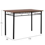 ΣΕΤ ΤΡΑΠΕΖΑΡΙΑΣ 5ΤΜΧ PEASY HM9415.01 ΜΕΤΑΛΛΟ ΜΑΥΡΟ-MDF ΚΑΡΥΔΙ 110x60x75Υεκ - Image 3
