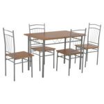 ΣΕΤ ΤΡΑΠΕΖΑΡΙΑΣ 5ΤΜΧ PEARY HM9416.02 ΜΕΤΑΛΛΟ ΑΣΗΜΙ-MDF ΣΟΝΑΜΑ 110x70x74Yεκ. - Image 4