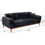 ΚΑΝΑΠΕΣ ΚΡΕΒΑΤΙ BENNINGTON ΤΡΙΘΕΣΙΟΣ ΜΑΥΡΟΣ HM3249.01 240x95x80 εκ. - Image 2