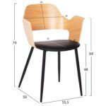 ΚΑΡΕΚΛΑ VELP HM9616.01 ΞΥΛΟ ΣΕ ΦΥΣΙΚΟ-ΜΑΥΡΟ PU-ΜΑΥΡΑ ΜΕΤΑΛ. ΠΟΔΙΑ 55,5x50x79Υεκ. - Image 2