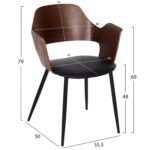 ΚΑΡΕΚΛΑ VELP HM9616.03 ΞΥΛΟ ΣΕ ΚΑΡΥΔΙ-ΜΑΥΡΟ PU-ΜΑΥΡΑ ΜΕΤΑΛ. ΠΟΔΙΑ 55,5x50x79Υεκ. - Image 2
