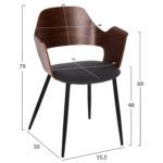 ΚΑΡΕΚΛΑ VELP HM9616.04 ΞΥΛΟ ΣΕ ΚΑΡΥΔΙ-ΓΚΡΙ ΥΦΑΣΜΑ-ΜΑΥΡΑ ΜΕΤΑΛ. ΠΟΔΙΑ 55,5x50x79Υεκ. - Image 2