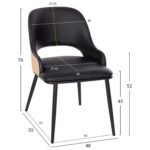 ΚΑΡΕΚΛΑ DELF HM9617.01 PU ΜΑΥΡΟ-ΜΑΥΡΑ ΜΕΤΑΛ. ΠΟΔΙΑ-ΞΥΛΙΝΗ ΠΛΑΤΗ ΦΥΣΙΚΟ 48x55x76Υεκ. - Image 2