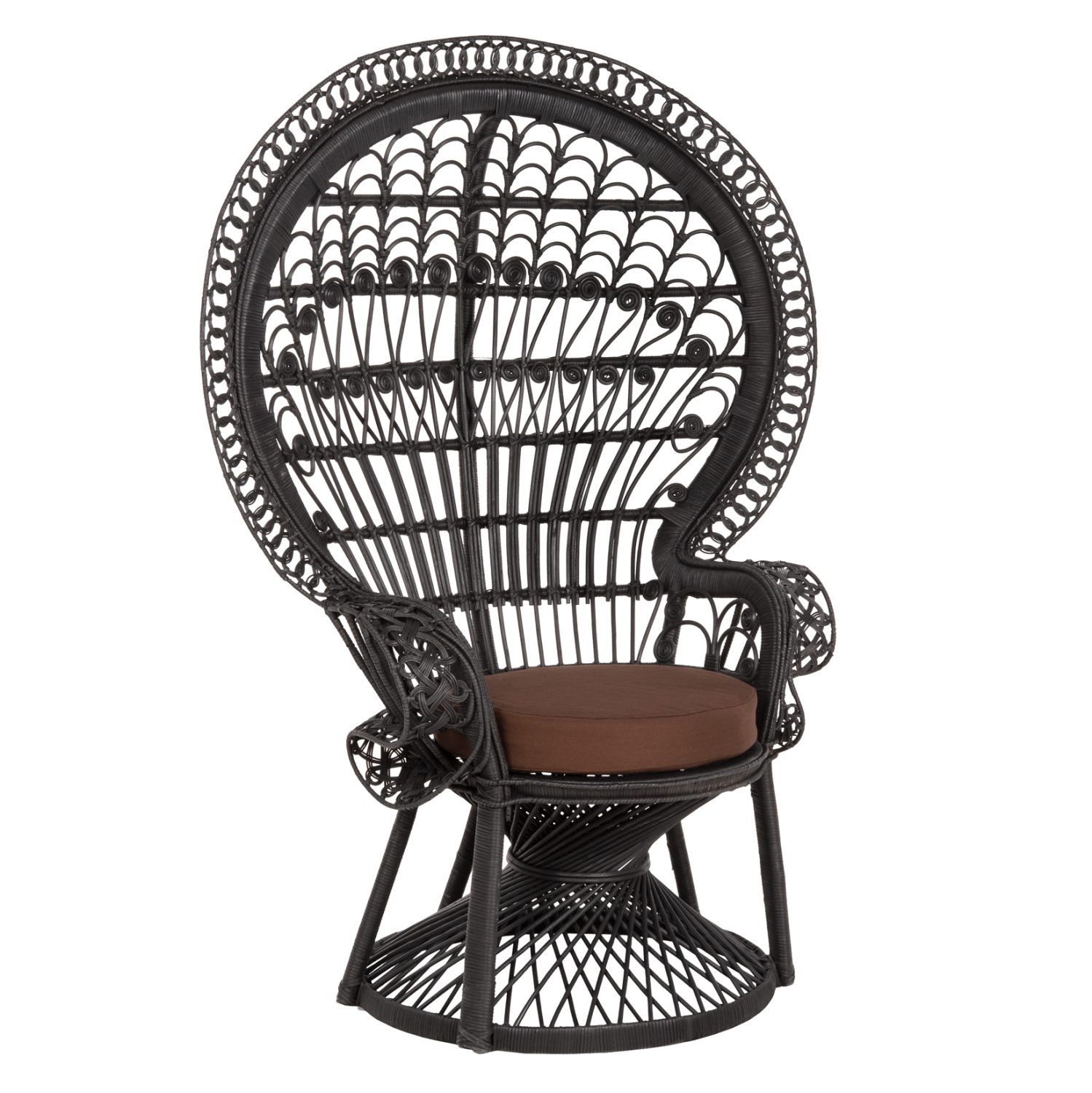 polythrona-fb9934203-rattan-mayro-maxila ΠΟΛΥΘΡΟΝΑ ROYAL PEACOCK HM9342.03 RATTAN ΜΑΥΡΟ-ΜΑΞΙΛΑΡΙ ΚΑΦΕ 114x72x150Yεκ. - Image 1