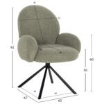 ΠΟΛΥΘΡΟΝΑ ΠΕΡΙΣΤΡΕΦ. WINON HM9778.08 OLIVE GREEN ΜΠΟΥΚΛΕ-ΜΑΥΡΟ ΜΕΤΑΛΛΟ 65x67x92Υ εκ. - Image 2