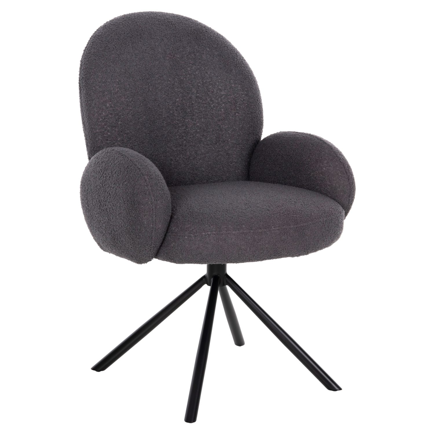 polythrona-peristref-winon-fb9977801-gkr ΠΟΛΥΘΡΟΝΑ ΠΕΡΙΣΤΡΕΦ. WINON HM9778.01 ΓΚΡΙ TEDDY ΥΦΑΣΜΑ-ΜΑΥΡΟ ΜΕΤΑΛΛΟ 65x67x92Υ εκ. - Image 1