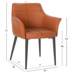 ΠΟΛΥΘΡΟΝΑ ΤΡΑΠΕΖΑΡΙΑΣ HELM HM9767.01 CAMEL PU-ΓΚΡΙ ΜΕΤΑΛΛΙΚΑ ΠΟΔΙΑ 61x56x77Υεκ. - Image 2