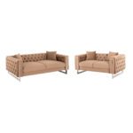 ΣΕΤ ΣΑΛΟΝΙ 2ΤΜΧ MOBAR τ.CHESTERFIELD HM11936.03 ΜΠΕΖ ΒΕΛΟΥΔΟ-ΜΕΤΑΛ.ΠΟΔΙΑ