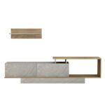 ΣΥΝΘΕΤΟ ΤΗΛΕΟΡΑΣΗΣ GARCELLE HM8904.14 ΜΕΛΑΜΙΝΗ ΦΥΣΙΚΟ-STONE TEXTURE 180x29,6x45Υεκ - Image 3