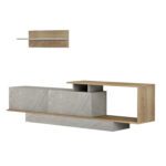 ΣΥΝΘΕΤΟ ΤΗΛΕΟΡΑΣΗΣ GARCELLE HM8904.14 ΜΕΛΑΜΙΝΗ ΦΥΣΙΚΟ-STONE TEXTURE 180x29,6x45Υεκ - Image 4