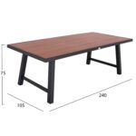 ΤΡΑΠΕΖΙ ΑΛΟΥΜΙΝΙΟΥ GOBAR HM6060.03 ΑΝΘΡΑΚΙ ΜΕ ΕΠΙΦΑΝΕΙΑ ΑΠΟΜΙΜΗΣΗΣ ΞΥΛΟΥ 240Χ105Χ75Υεκ. - Image 2