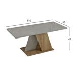 ΤΡΑΠΕΖΙ ΣΑΛΟΝΙΟΥ DILE HM9528.02 ΜΕΛΑΜΙΝΗ ΣΕ STONE TEXTURE ΓΚΡΙ-ΦΥΣΙΚΟ 110x55x47Υεκ. - Image 2