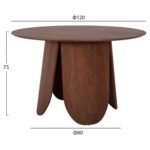 ΤΡΑΠΕΖΙ ΣΤΡΟΓΓΥΛΟ DENTY HM9612.02 MDF ΜΕ ΚΑΠΛΑΜΑ ΔΡΥΟΣ-ΧΡΩΜΑ ΚΑΡΥΔΙ Φ120x75Υεκ. - Image 2