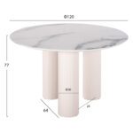 ΤΡΑΠΕΖΙ ΣΤΡΟΓΓΥΛΟ DORIK HM9768.01 MDF ΛΕΥΚΟ ΜΑΡΜΑΡΟ-MDF ΠΟΔΙΑ Φ120x77Υεκ. - Image 2