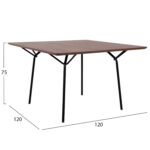 ΤΡΑΠΕΖΙ ΤΡΑΠΕΖΑΡΙΑΣ TRENK HM9614.02 MDF ΜΕ ΚΑΠΛΑΜΑ ΔΡΥΟΣ ΚΑΡΥΔΙ-ΜΑΥΡΟ ΜΕΤΑΛΛΟ 120x120x75Υεκ. - Image 2