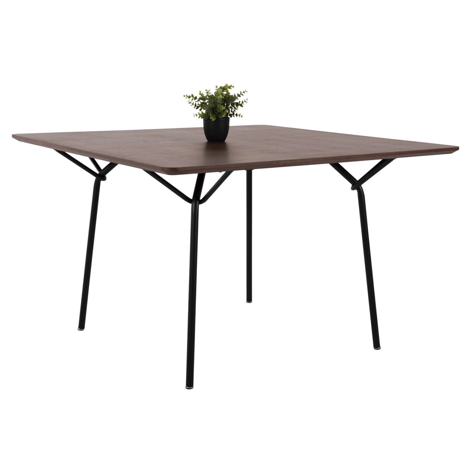 trapezi-trapezarias-fb9961402-mdf-me-kap ΤΡΑΠΕΖΙ ΤΡΑΠΕΖΑΡΙΑΣ TRENK HM9614.02 MDF ΜΕ ΚΑΠΛΑΜΑ ΔΡΥΟΣ ΚΑΡΥΔΙ-ΜΑΥΡΟ ΜΕΤΑΛΛΟ 120x120x75Υεκ. - Image 1
