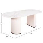ΤΡΑΠΕΖΙ ΤΡΑΠΕΖΑΡΙΑΣ CORBY HM9771.01 12mmΚΕΡΑΜΙΚΟ ΛΕΥΚΟ ΜΑΡΜΑΡΟ-MDF ΛΕΥΚΟ 180x90x76Υ εκ. - Image 2