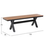 ΠΑΓΚΑΚΙ ΑΛΟΥΜΙΝΙΟΥ TAWNEE HM6038.01 ΑΝΘΡΑΚΙ ΜΕ POLYWOOD ΚΑΘΙΣΜΑ ΣΕ ΦΥΣΙΚΟ ΧΡΩΜΑ 150x36x45Υεκ. - Image 2