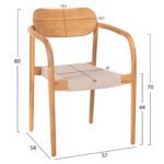 ΠΟΛΥΘΡΟΝΑ OSLO HM9636.07 ΞΥΛΟ TEAK ΦΥΣΙΚΟ & ΜΠΕΖ ΣΧΟΙΝΙ 55x54x80Yεκ. - Image 2