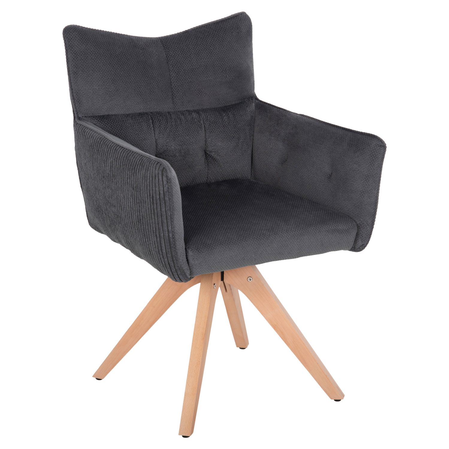 polythronaki-fb9984303-gkri-yfasma-xylo ΠΟΛΥΘΡΟΝΑΚΙ QUILL HM9843.03 ΓΚΡΙ ΥΦΑΣΜΑ-ΞΥΛΟ ΟΞΙΑΣ ΠΟΔΙΑ 61x57,5x91Υεκ. - Image 1