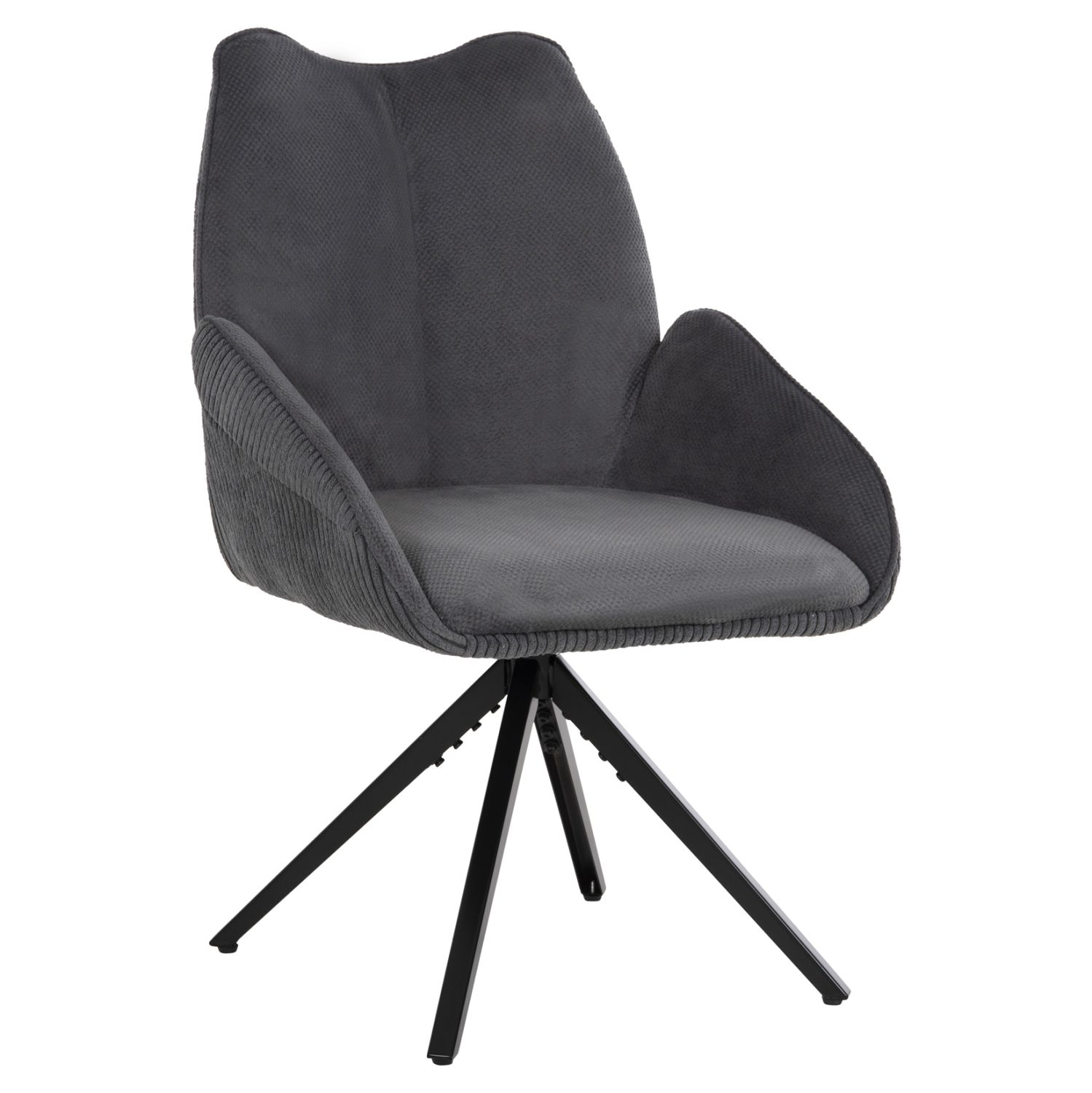 polythronaki-fb9984403-gkri-yfasma-mayri ΠΟΛΥΘΡΟΝΑΚΙ SHAI HM9844.03 ΓΚΡΙ ΥΦΑΣΜΑ-ΜΑΥΡΗ ΜΕΤΑΛΛΙΚΗ ΒΑΣΗ 61x63x93Υεκ. - Image 1