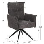 ΠΟΛΥΘΡΟΝΑΚΙ ZORIN HM9846.03 ΓΚΡΙ ΥΦΑΣΜΑ-ΜΑΥΡΑ ΜΕΤΑΛΛΙΚΑ ΠΟΔΙΑ 64x66x94,5Υεκ. - Image 2