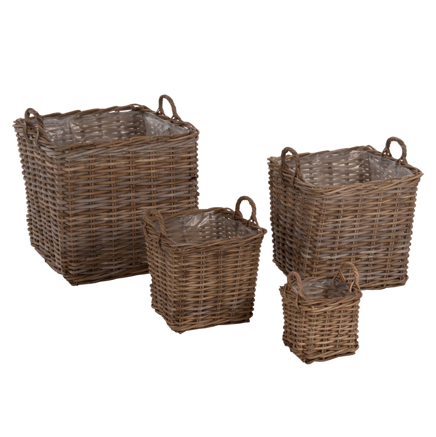 set-diakosmitika-kalathia-fb99657-4tmch ΣΕΤ ΔΙΑΚΟΣΜΗΤΙΚΑ ΚΑΛΑΘΙΑ KATER HM9657 4ΤΜΧ ΑΠΟ KUBU RATTAN ΣΕ ΓΚΡΙ 52x52x50-57Υεκ. - Image 1