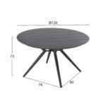 ΤΡΑΠΕΖΙ ΑΛΟΥΜΙΝΙΟΥ ΣΤΡΟΓΓΥΛΟ HIGER HM6061.03 ΑΝΘΡΑΚΙ Φ126Χ73Υεκ. - Image 2