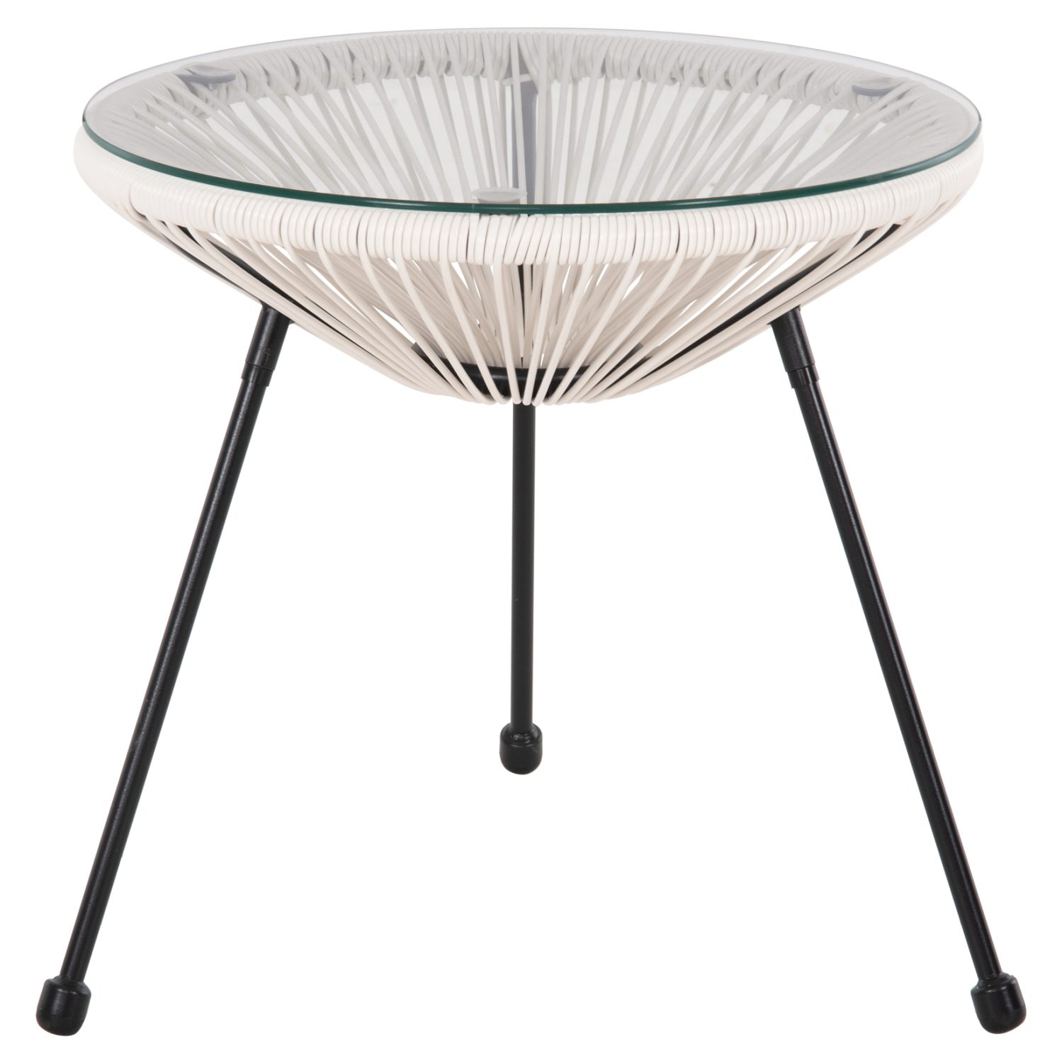 trapezi-boithitiko-fb9587412-metallo-may ΤΡΑΠΕΖΙ ΒΟΗΘΗΤΙΚΟ ALLEGRA HM5874.12 ΜΕΤΑΛΛΟ ΜΑΥΡΟ-ΣΥΝΘ. RATTAN ΛΕΥΚΟ Φ47x45Yεκ. - Image 1