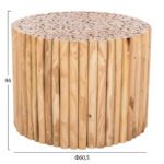 ΤΡΑΠΕΖΙ ΣΑΛΟΝΙΟΥ ΣΤΡΟΓΓΥΛΟ COOTER HM9864 ΚΛΑΔΙΑ TEAK-ΦΥΣΙΚΟ Φ60,5x46Υεκ. - Image 2