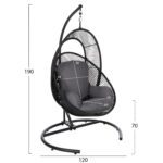 ΚΡΕΜΑΣΤΗ ΦΩΛΙΑ RULER HM6083 ΜΑΥΡΟ ΜΕΤΑΛΛΟ ΚΑΙ ΣΥΝΘ.RATTAN-ΓΚΡΙ ΜΑΞΙΛΑΡΙ 120x110x190Υ - Image 2
