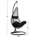 ΚΡΕΜΑΣΤΗ ΠΟΛΥΘΡΟΝΑ ΦΩΛΙΑ MILLIE HM5996.02 ΜΕΤΑΛΛΟ-ΣΥΝΘ.RATTAN ΜΑΥΡΟ Φ95x195Υεκ. - Image 2
