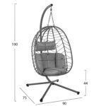ΚΡΕΜΑΣΤΗ ΠΟΛΥΘΡΟΝΑ ΦΩΛΙΑ MILLIE HM5997.10 ΜΕΤΑΛΛΟ-ΣΥΝΘ.RATTAN ΓΚΡΙ 90x75x190Υεκ. - Image 2
