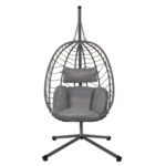 ΚΡΕΜΑΣΤΗ ΠΟΛΥΘΡΟΝΑ ΦΩΛΙΑ MILLIE HM5997.10 ΜΕΤΑΛΛΟ-ΣΥΝΘ.RATTAN ΓΚΡΙ 90x75x190Υεκ. - Image 3