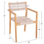 ΠΟΛΥΘΡΟΝΑ CHARLOTTE HM9637.07 ΞΥΛΟ TEAK ΦΥΣΙΚΟ & ΜΠΕΖ ΣΧΟΙΝΙ 58x61x81Yεκ. - Image 2