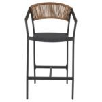 ΣΚΑΜΠΟ ΑΛΟΥΜΙΝΙΟΥ ΑΝΘΡΑΚΙ ΜΕ ΜΠΡΑΤΣΑ RATTAN & TEXTLINE 56x58x105Yεκ.HM5892.21 - Image 2