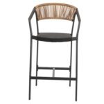 ΣΚΑΜΠΟ ΑΛΟΥΜΙΝΙΟΥ ΜΑΥΡΟ ΜΕ ΜΠΡΑΤΣΑ RATTAN & TEXTLINE 56x58x105Yεκ.HM5892.25 - Image 2