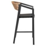 ΣΚΑΜΠΟ ΑΛΟΥΜΙΝΙΟΥ ΜΑΥΡΟ ΜΕ ΜΠΡΑΤΣΑ RATTAN & TEXTLINE 56x58x105Yεκ.HM5892.25 - Image 3