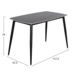 ΤΡΑΠΕΖΙ RAVEN HM9854.02 ΚΕΡΑΜΙΚΟ TOP ΜΑΥΡΟ ΜΑΡΜΑΡΟ-ΜΑΥΡΟ ΜΕΤΑΛΛΟ 117,5x67,5x76Υεκ. - Image 2