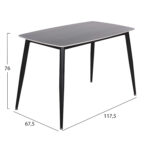 ΤΡΑΠΕΖΙ RAVEN HM9854.03 ΚΕΡΑΜΙΚΟ TOP ΓΚΡΙ ΜΑΡΜΑΡΟ-ΜΑΥΡΟ ΜΕΤΑΛΛΟ 117,5x67,5x76Υεκ. - Image 2