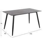 ΤΡΑΠΕΖΙ RAVEN HM9856 ΚΕΡΑΜΙΚΟ TOP ΑΝΘΡΑΚΙ ΜΑΡΜΑΡΟ-ΜΑΥΡΟ ΜΕΤΑΛΛΟ 140x80x76Υεκ. - Image 2