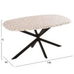 ΤΡΑΠΕΖΙ ΟΒΑΛ RODDEN HM11903.03 ΜΕ WERZALIT TERRAZZO-ΜΑΥΡΗ ΧΙΑΣΤΙ ΒΑΣΗ 146x94x75Υεκ - Image 2
