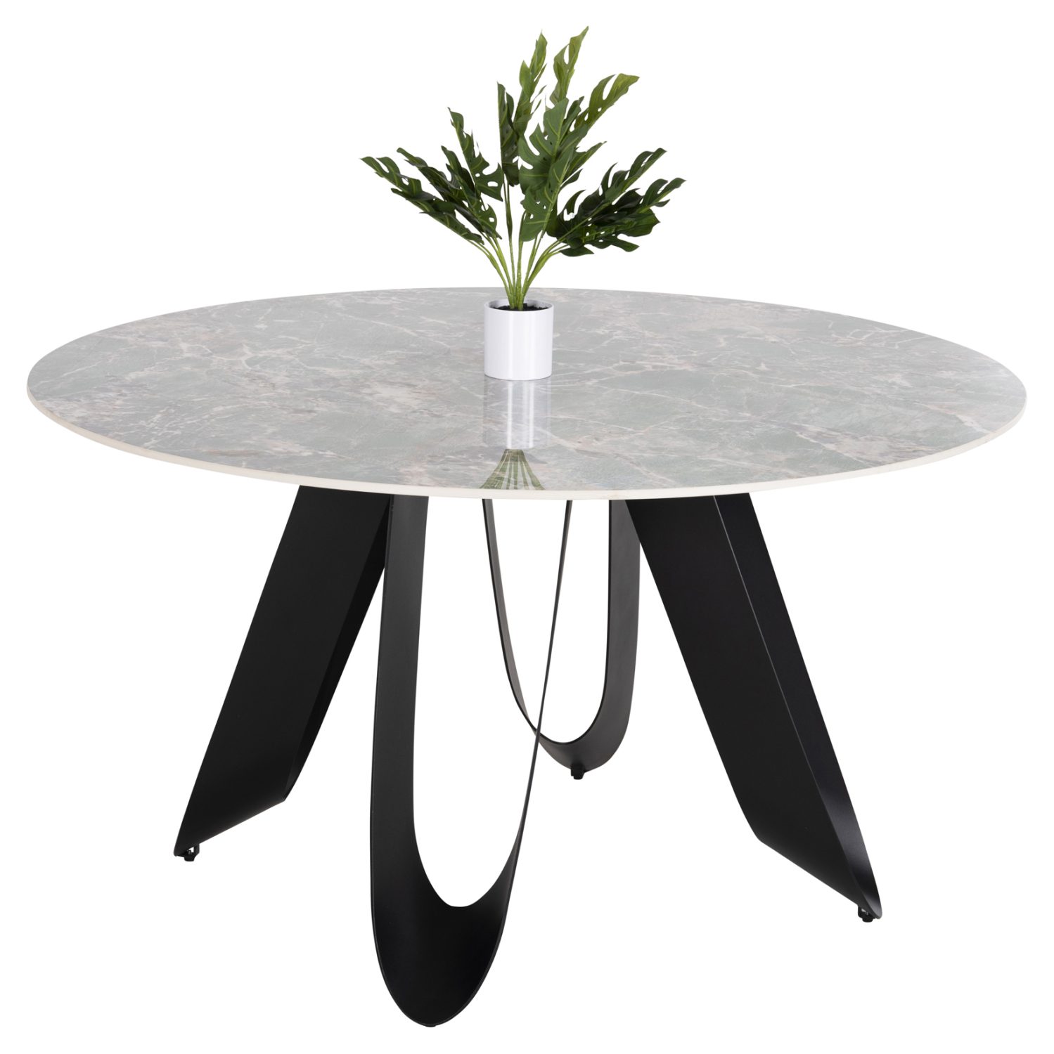 trapezi-stroggylo-fb9985203-gkri-marmaro ΤΡΑΠΕΖΙ ΣΤΡΟΓΓΥΛΟ ZOD HM9852.03 ΓΚΡΙ ΜΑΡΜΑΡΟ ΚΕΡΑΜΙΚΟ TOP-ΜΑΥΡΑ ΜΕΤΑΛ.ΠΟΔΙΑ Φ135x74Υεκ - Image 1