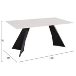 ΤΡΑΠΕΖΙ ΤΡΑΠΕΖΑΡΙΑΣ POSE HM9851.01 ΜΑΥΡΑ ΜΕΤΑΛ.ΠΟΔΙΑ-ΛΕΥΚΟ ΚΕΡΑΜΙΚΟ TOP 160x90x76Υεκ - Image 2