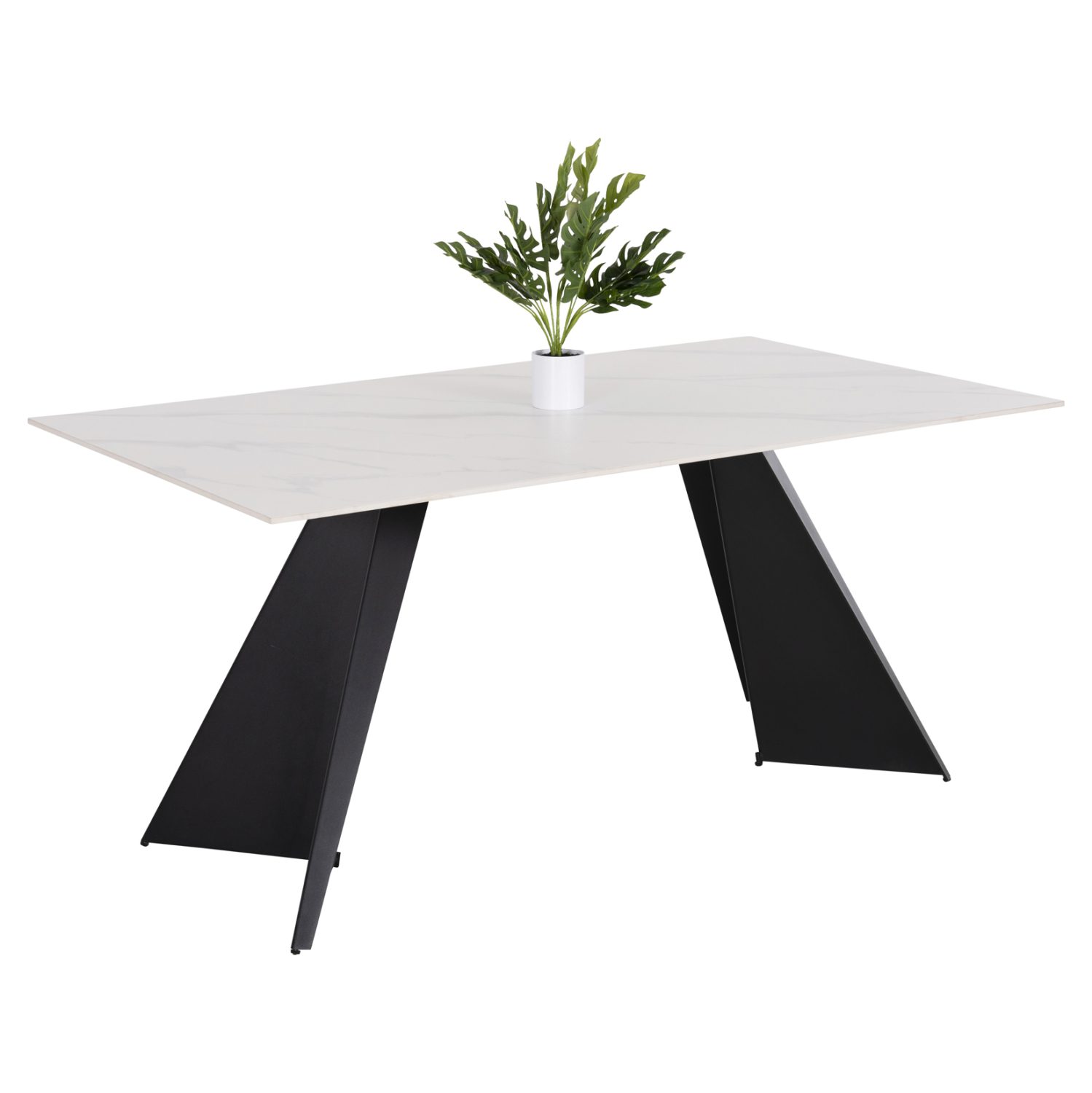 trapezi-trapezarias-fb9985101-mayra-meta ΤΡΑΠΕΖΙ ΤΡΑΠΕΖΑΡΙΑΣ POSE HM9851.01 ΜΑΥΡΑ ΜΕΤΑΛ.ΠΟΔΙΑ-ΛΕΥΚΟ ΚΕΡΑΜΙΚΟ TOP 160x90x76Υεκ - Image 1
